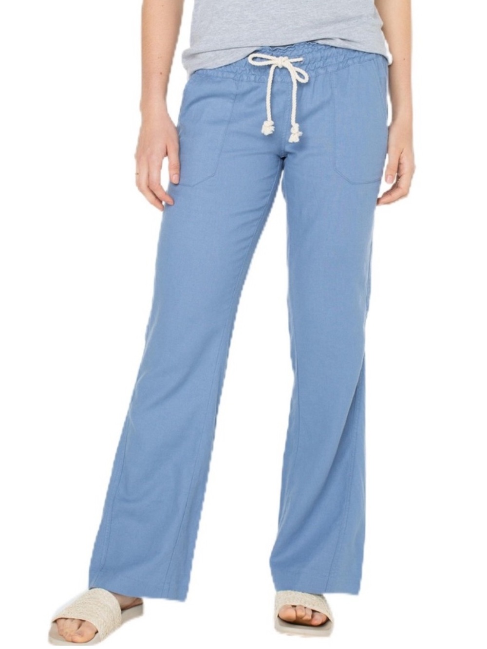 Roxy Light Blue Wide Leg Drawstring Pants